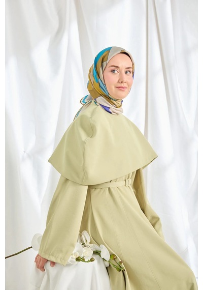 Silk Home %100 Twill İpek Eşarp S543 Yeşil-Mavi