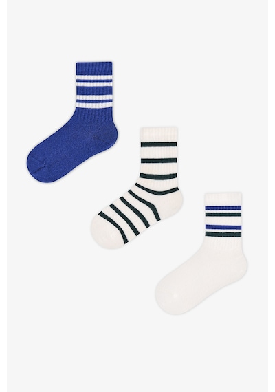 Penti Erkek Çocuk Mavi Sailor Çizgili Pamuklu 3 Çift Soket Çorap