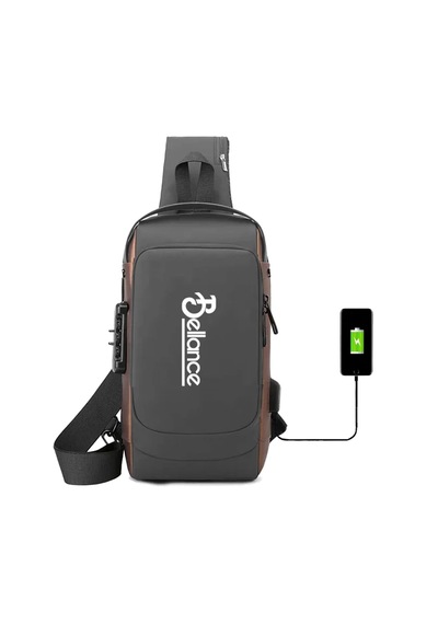 Bellance Blg-50sl Su Geçirmez Şifre Kilidi Usb Omuz Göğüs Çantası Gümüş