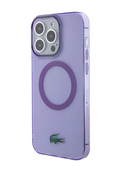 Apple Uyumlu iPhone 15 Pro Max Kılıf Lacoste Lisanslı Magsafe Özellik İkonik Timsah Logolu Hard Parme Mor