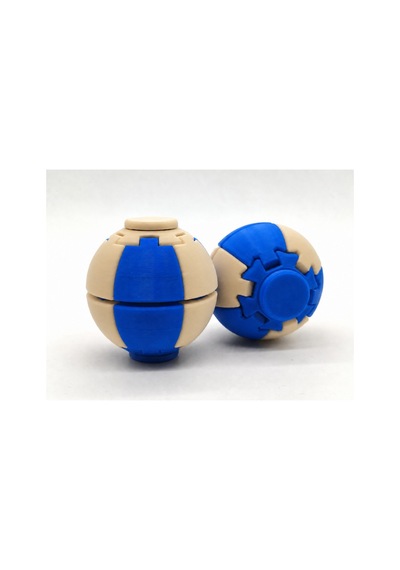 Alvera Press Küresi 3d Baskı Dönüşen Mekanik Fidget Stres Oyuncağı-mavi-bej