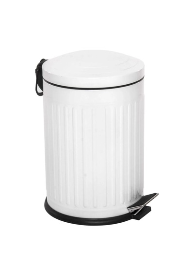 Retro 12 Litre Paslanmaz Beyaz Çöp Kovası Beyaz