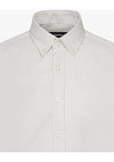 AC&Co / Altınyıldız Classics Erkek Bej Slim Fit Dar Kesim Klasik Yaka Pamuklu Armürlü Gömlek Bej