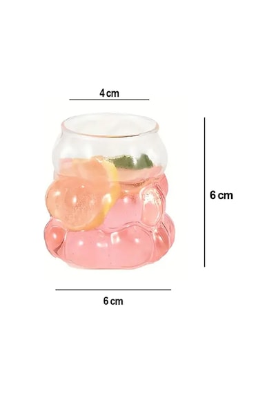 6'lı Boncuk Üzüm Desenli Bubble Cam Kahve Yanı Bardağı Pinterest Tarzı Bardak 90 Ml Şeffaf
