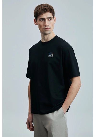 Lufian 111020248 Mask Modern Grafik T- Shirt Erkek Tişort SIYAH