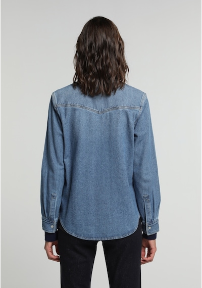 Colin's Colins Regular Fit Klasik Yaka Düz Kadın Mid İndigo Denim Uzun Kol Gömlek Cl1082784 Q1.v1 Dn45183