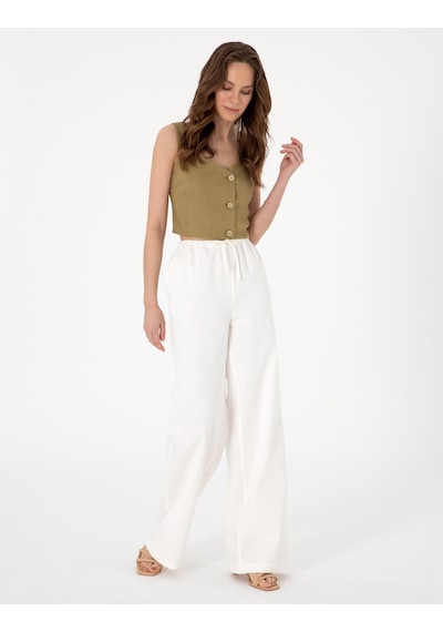 Pierre Cardin Kadın Beyaz Pantolon Kanvas-chino 50313136-vr013 Beyaz