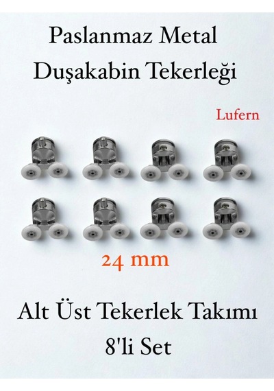 Dayanıklı Duşakabin Tekerleği Alt Üst Sürgülü Cam Kabin Tekeri Rulman Metal Gövdeli 8 Li Set Çok Renkli