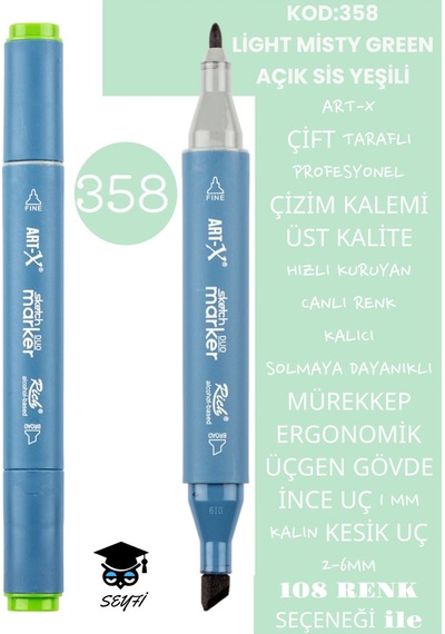 Çift Taraflı Profesyonel Çizim Kalemi Kalıcı Mürekkep Üçgen Gövde İnce Uç 1 Mm Kesik Uç 2-6mm Sketch