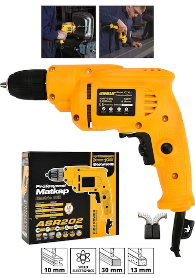 Assur ASR202 580W 10MM Elektrikli Matkap Sarı