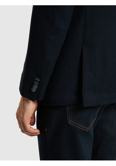 Cacharel Lacivert Slim Fit Yün Karışımlı Kruvaze Ceket