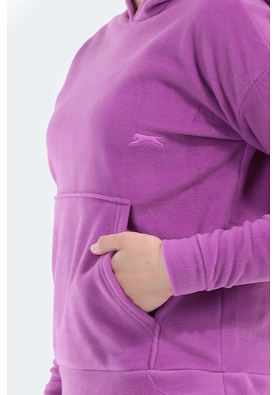Slazenger SASSA IN Kadın Kapüşonlu Cepli Mor Polar