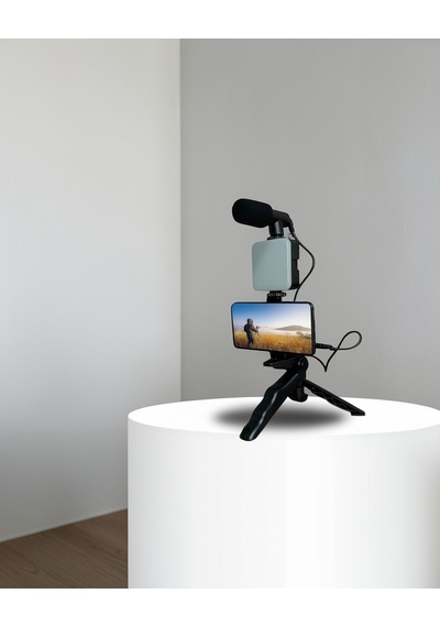 Video Yapım Kiti Telefon Tutucu Vlog Mini Led Işıklı Standart