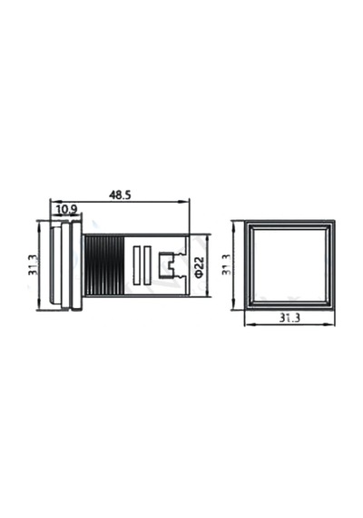 Ad22-22vas 22mm Dijital Volt-ampermetre Kare Kırmızı