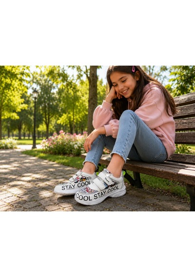 Papucumun Dünyası Kız Çocuk Hakiki Deri Çok Renkli Şık Sneaker