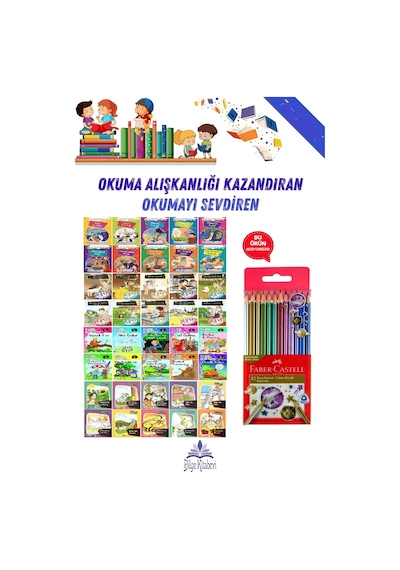 1. Ve 2.sınıflara Uygun Okuma Alışkanlığı Kazandıran Okumayı Sevdiren 40 Kitap + Kuru Boya Hediyeli