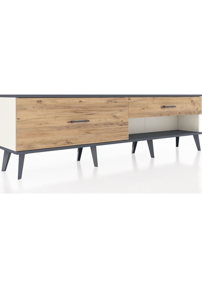 Arges Tv Ünitesi 2 Çekmeceli 176x30x51 Aytaşı-antrasit/çam Antrasıt/atlas Çam Arges Tv Ünitesi 2 Çekmeceli 176x30x51 Aytaşı-antrasit/çam Antrasıt/atlas Çam