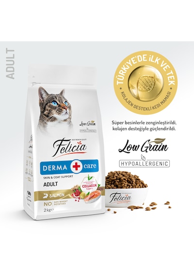 Felicia Derma Care Somonlu Düşük Tahıllı Yetişkin Kedi Maması 2 KG