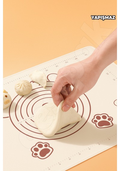 Ayıcık Hamur Matı 45x65cm - Ayıcıklı Yapışmaz Su Geçirmez Silikon Hamur Matı