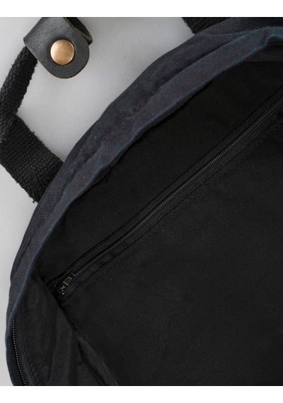 Cabani Siyah Baskılı Keten Unisex Sırt Çantası
