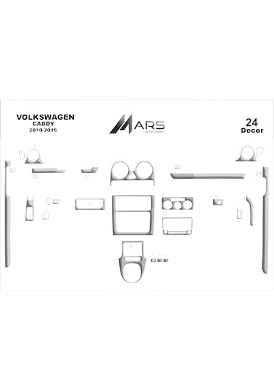 Volkswagen Caddy Torpido Kaplama 2010-2015 24 Parça Alüminyum