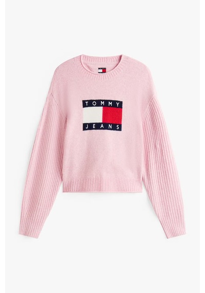 Tommy Hilfiger Kadın Tjw Melange Flag Kazak - Pembe Mystic Pink Htr