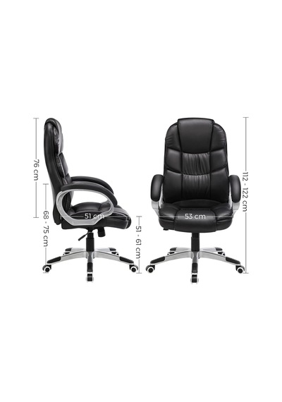 Ayrex Yüksek Arkalıklı Ofis Koltuğu, Yönetici Koltuğu, Masa Koltuğu, Yükseklik Ayarı, Siyah, 67 X 66 X 114 Cm O Genel