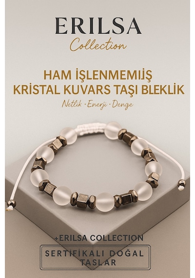 Sertifikalı Ham İşlenmemiş Kristal Kuvars Doğal Taş Bileklik - 8x Çok Renkli