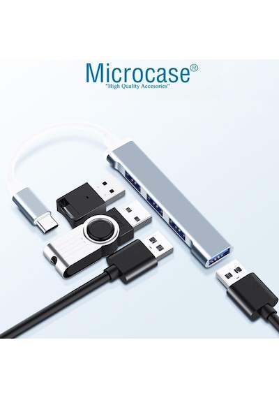 Microcase Type-C To Usb 3.0 4 Port Çoklayıcı Hub Aluminyum Slim K