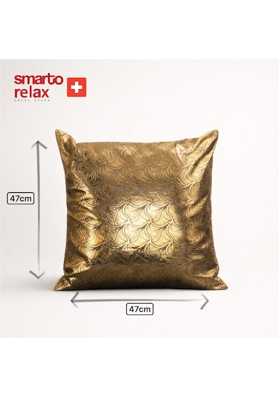 Smarto Relax Tekli Antibakteriyel Desenli Dekoratif Dolgulu Kırlent 45x45 Cm Gold