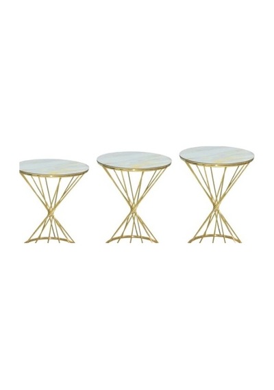 Brc RİVOLİ Zigon Model Metal transmisyon çelik Gold Renk kaplama Beyaz Mermer temper cam El yapım