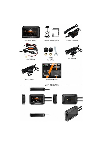 Glr T10 Motosiklet Kamera Kayıt Cihazı - Kablosuz Carplay & Android Auto, Dual Kamera, Gps Ve Tpms D