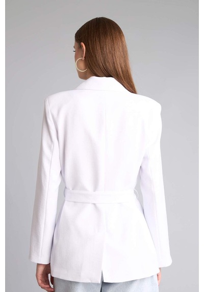 Defacto Regular Fıt Kuşaklı Blazer Ceket H0851ax26smwt36 Beyaz-wt36