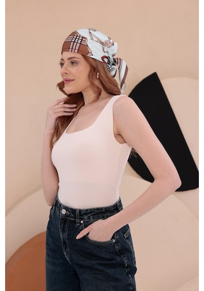 Bbbutikbasic Kare Yaka Esnek Atlet Bluz Hkn34 Bej