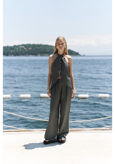 Mai Collection Mai Studios Co. Prasetsah Bağlamalı Antrasit Crop Pantolon Takım Antrasit Mai Collection Mai Studios Co. Prasetsah Bağlamalı Antrasit Crop Pantolon Takım Antrasit
