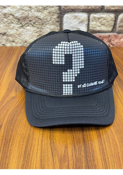 Hamze Trucker Model Baskılı Hafif Yazlık Beyzbol Cap Şapka Siyah - Beyaz