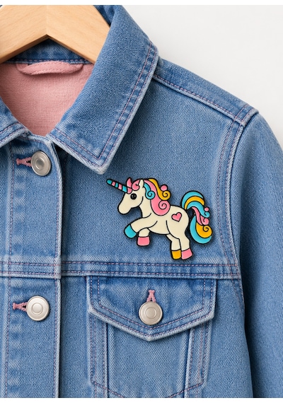 Renkli Unicorn Figürlü Çocuk Rozeti Çanta Ve Kıyafet İçin Hediye Gri