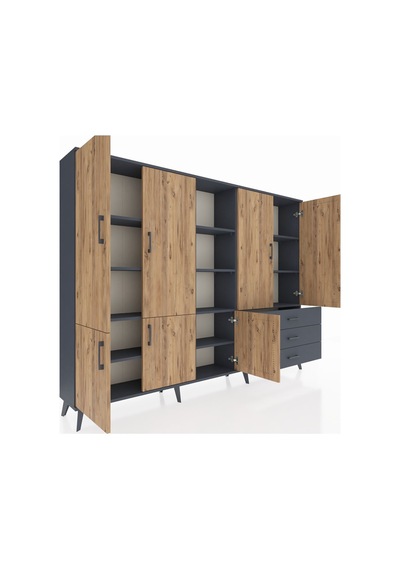 Arges Dolap 11 Raflı 3 Çekmeceli 7 Kapaklı 220x30x163 Antrasit-çam/antrasit Atlas Çam/antrasıt - Antrasıt Arges Dolap 11 Raflı 3 Çekmeceli 7 Kapaklı 220x30x163 Antrasit-çam/antrasit Atlas Çam/antrasıt - Antrasıt