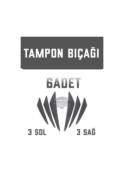 Honda Civic Fb7/fc5/fe1 Tampon Bıçağı Karbon 6'lı Kanatlı