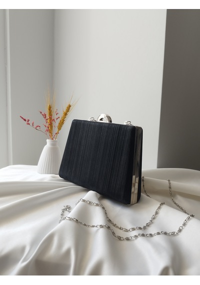 Vivazzaluxe Simli Abiye Düğün Nişan Kadın Clutch Çanta Siyah
