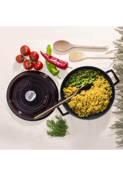 Lava Döküm Çok Amaçlı Yayvan Tencere Çap 24 CM. Majolica Mor