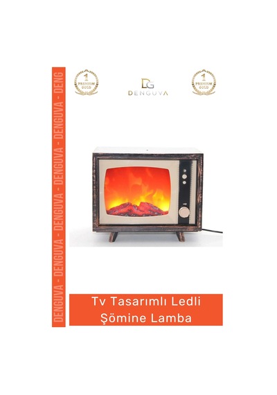 Lamba Dekoratif Pilli Modern Dumansız Estetik Tv Görünüm Isıtıcı Tasarımlı Ledli Şömine Lamba