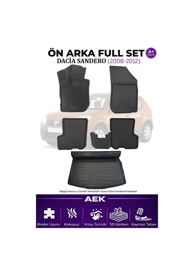 Dacia Sandero 2008-2019 5d Karbon Paspas Takımı +3d Pvc Bagaj Hav