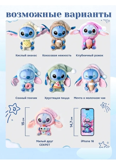 Labubu Labubu Stitch Oyuncak, Labubu Stitch Anahtarlık 451814989 Açık Mavi