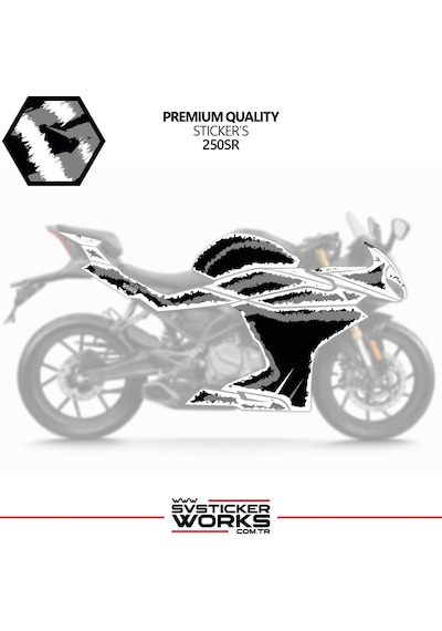 Cfmoto 250sr Kaplama Sticker Air Brush Motor Kaplama Modeli Hazır Kit Tüm Modeller Uyumlu Gri