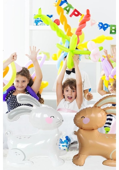 Gri 3d Büyük Boy Tavşan Folyo Balon Gri