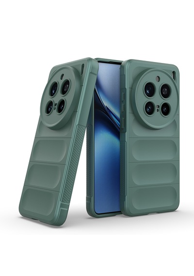 Vivo X200 Pro Kılıf Kamera Korumalı Esnek Tpu Oyuklu Arka Yüzey Tasarımlı Silikon Kapak Koyu Yeşil