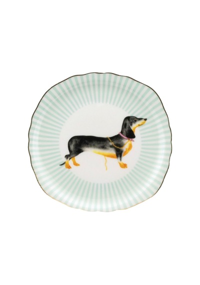 Yvonne Ellen Köpek Desenli Pasta Tabağı, Kare Çok Renkli