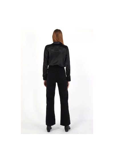Yüksek Bel Wide Leg Jean Siyah