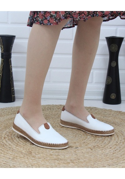 Nesil Shoes Syg P01 Beyaz Hakiki Deri Kadın Ayakkabı-beyaz Beyaz